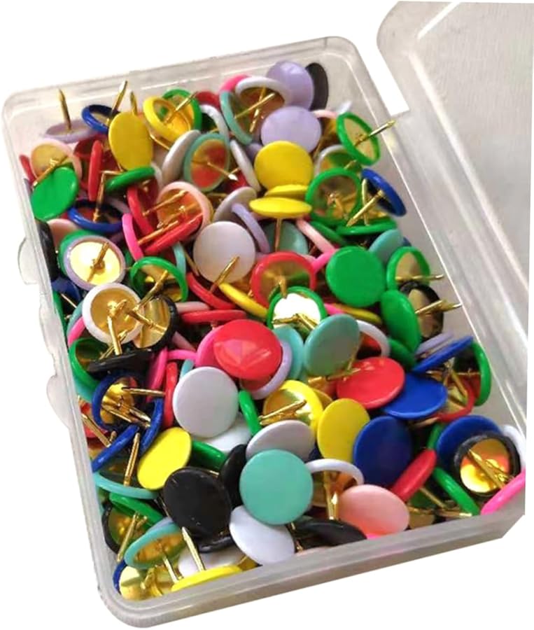 VILLCASE 300pcs Colorful Plastic Push Pins Flat Drawing Pins for Bulletin Board - Image 1